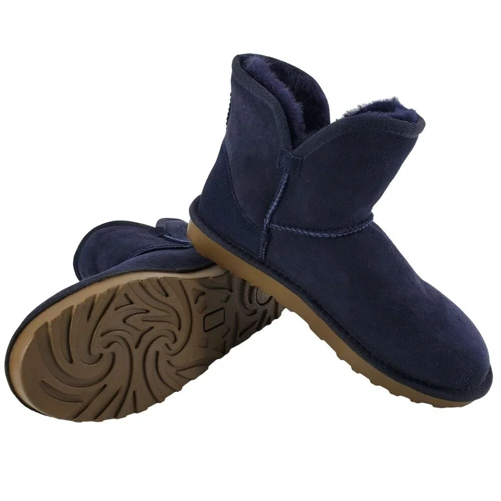 Kirkland 7 Real Fur Boots Shearling Sheepskin Suede Scalloped Fold over Shoes